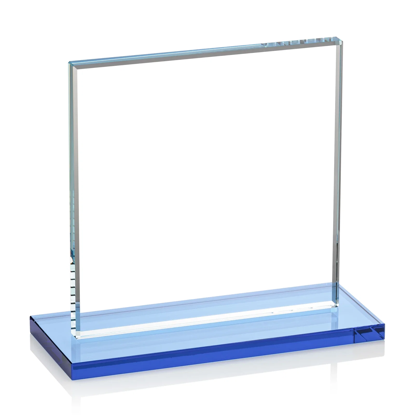 Promotional Starfire Crystal Square Award, Flat Pane on a Colored Flat-Edge Base, awards, with your logo for dealer and partner awards