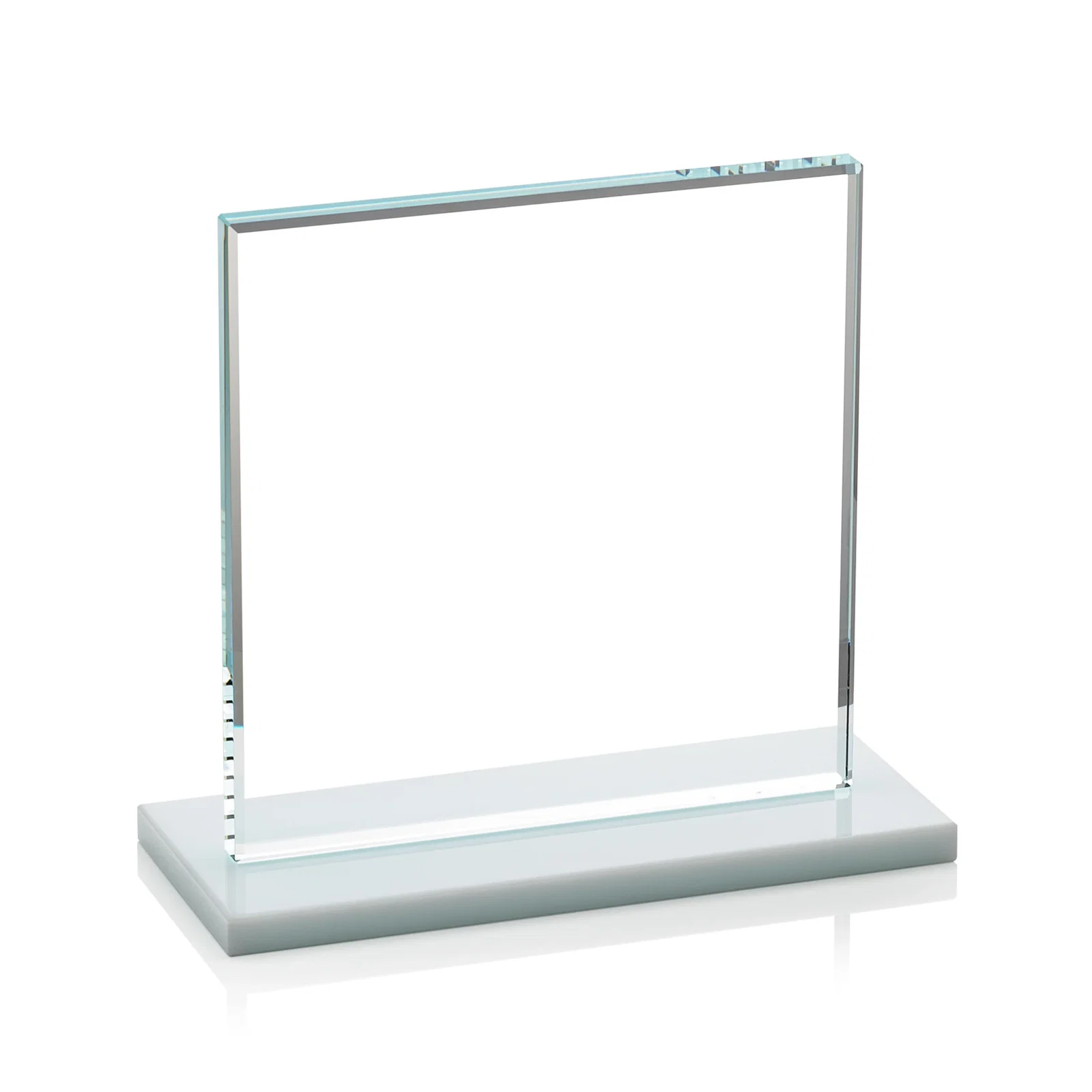 Promotional Starfire Crystal Square Award, Flat Pane on a Colored Flat-Edge Base, awards, with your logo for company anniversary events