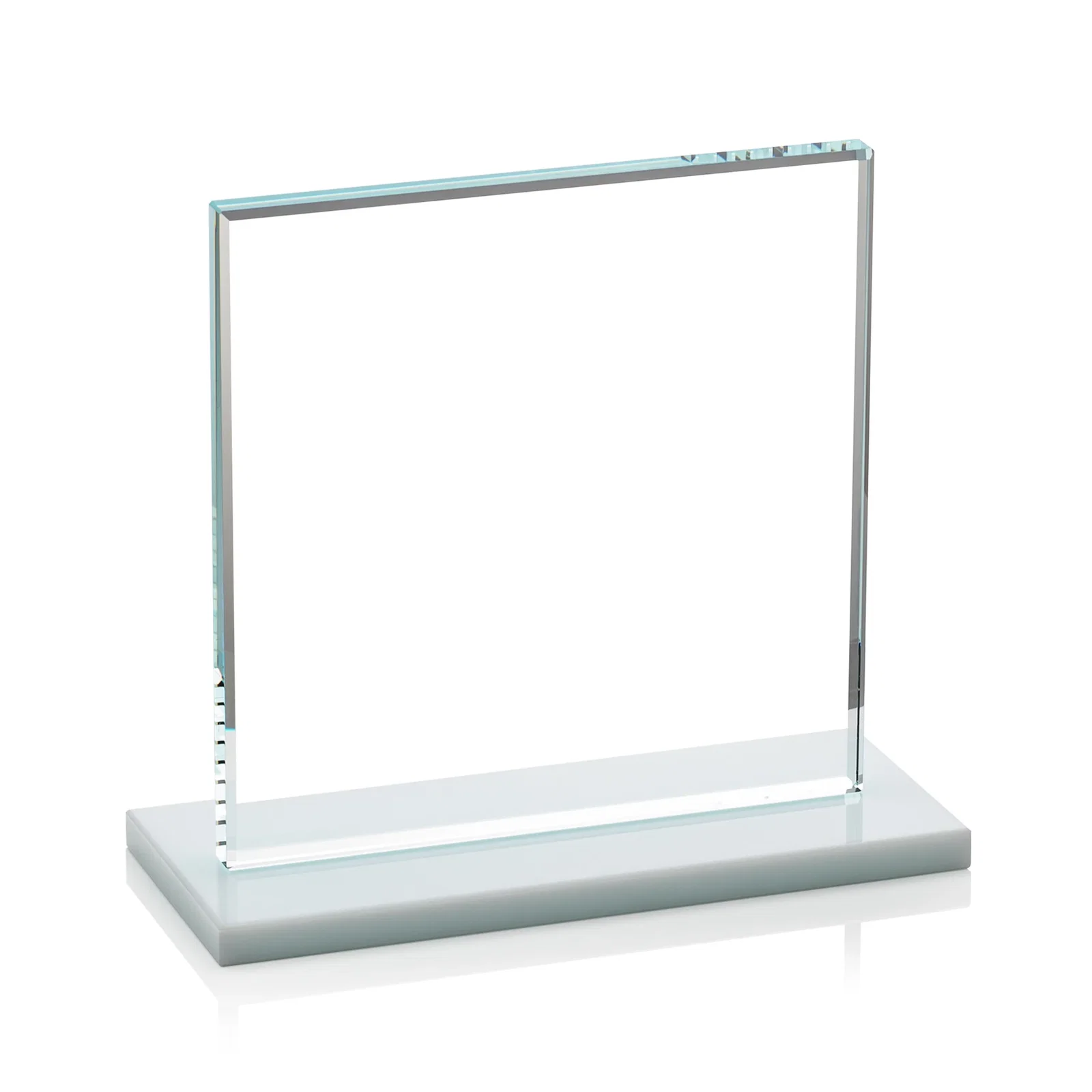 Branded Starfire Crystal Square Award, Flat Pane on a Colored Flat-Edge Base, awards, with your logo for employee recognition