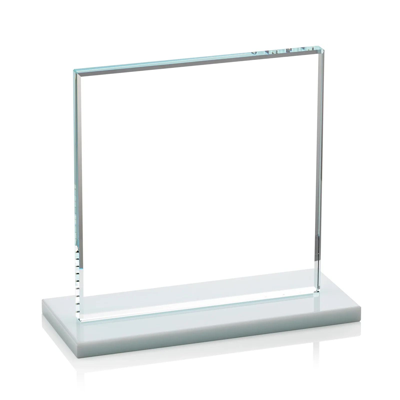 Branded Starfire Crystal Square Award, Flat Pane on a Colored Flat-Edge Base, awards, with your logo for corporate award ceremonies