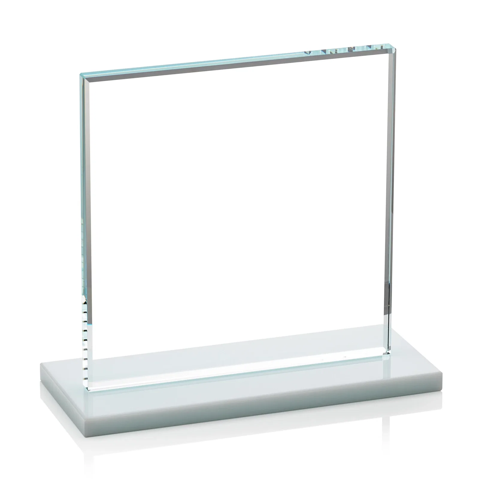 Branded Starfire Crystal Square Award, Flat Pane on a Colored Flat-Edge Base, awards, with your logo for service anniversary gifts