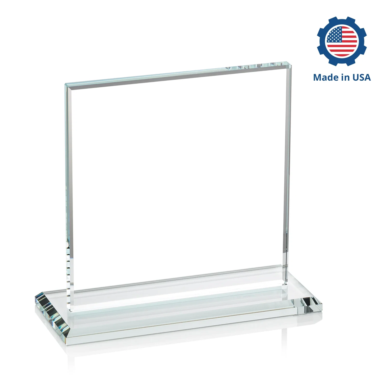 Branded Starfire Crystal Square Award, Flat Pane on a Colored Flat-Edge Base, awards, with your logo for sales achievement awards