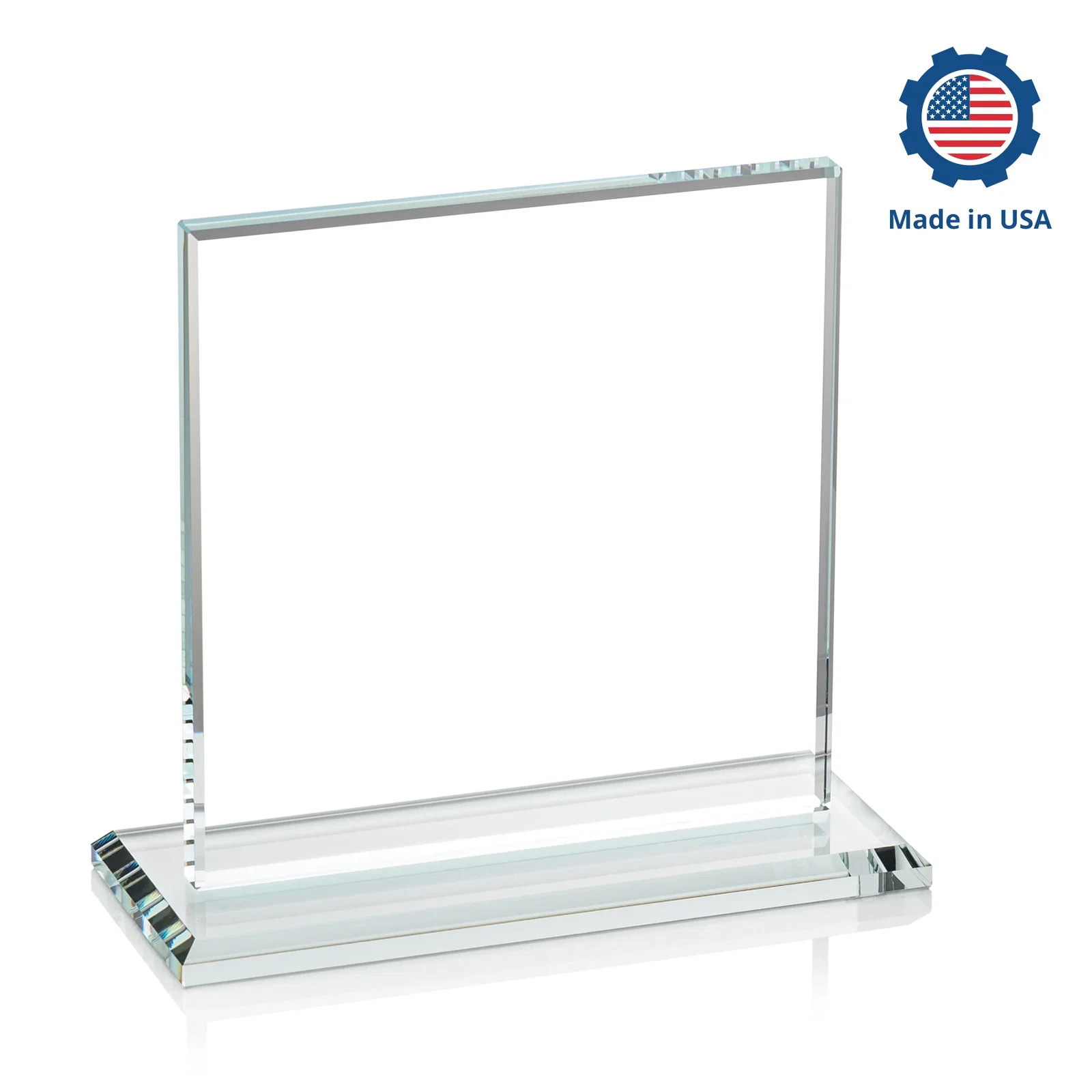 Branded Starfire Crystal Square Award, Flat Pane on a Colored Flat-Edge Base, awards, with your logo for retirement presentations