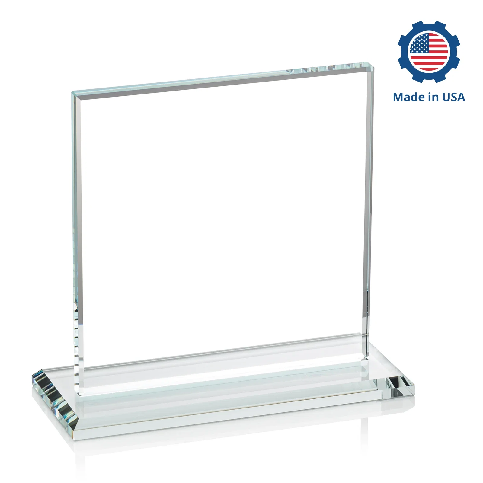 Branded Starfire Crystal Square Award, Flat Pane on a Colored Flat-Edge Base, awards, with your logo for team milestone celebrations