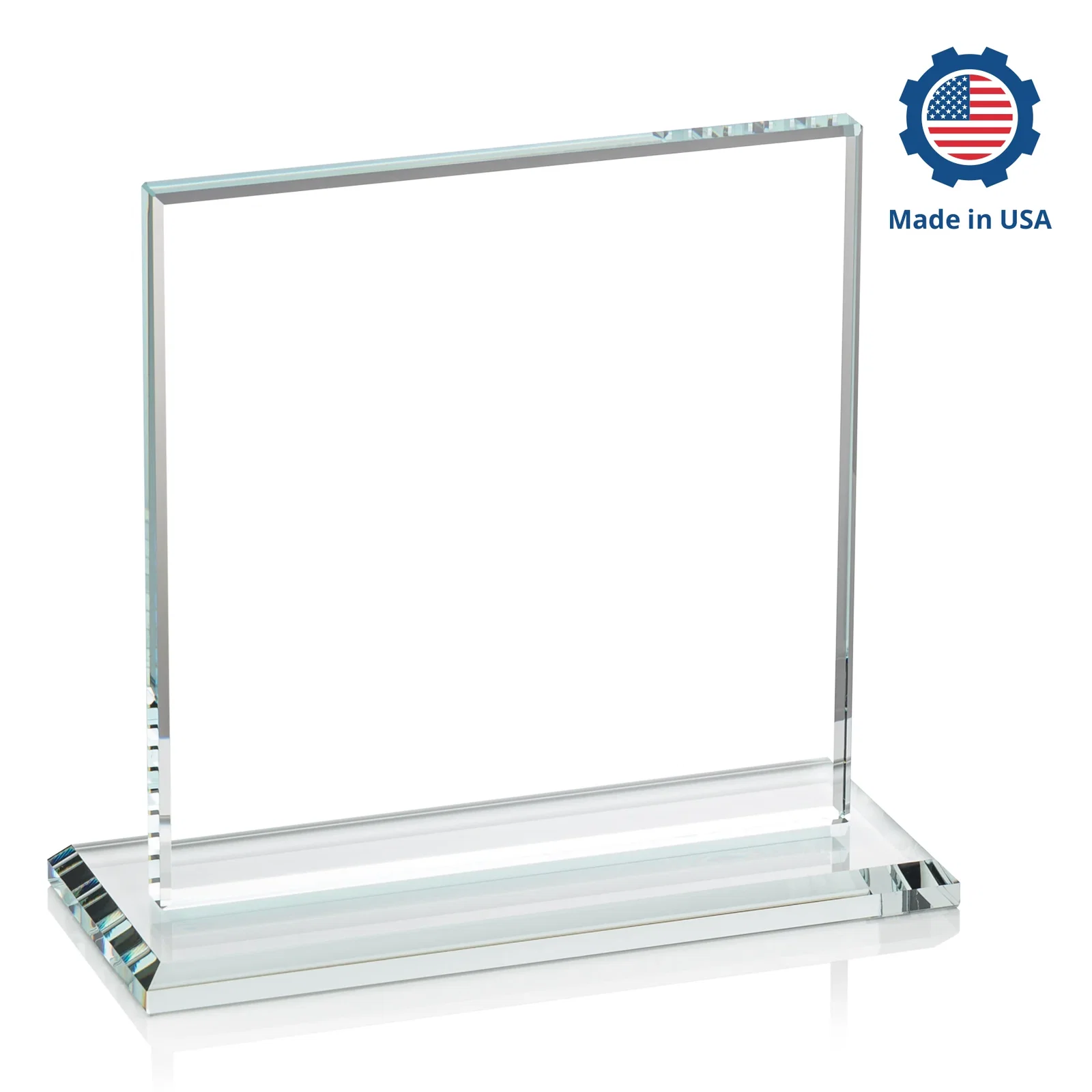 Branded Starfire Crystal Square Award, Flat Pane on a Colored Flat-Edge Base, awards, with your logo for donor appreciation