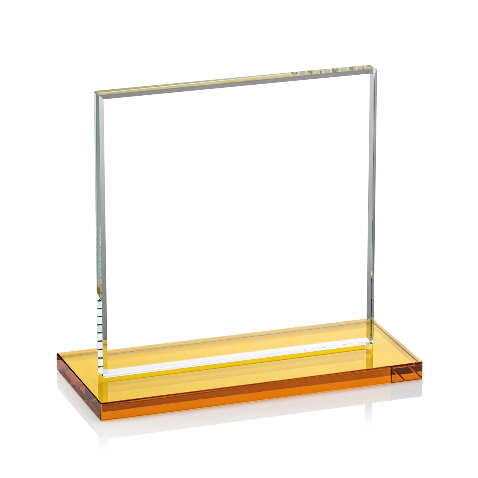Custom Starfire Crystal Square Award, Flat Pane on a Colored Flat-Edge Base, awards, with your logo for company anniversary events