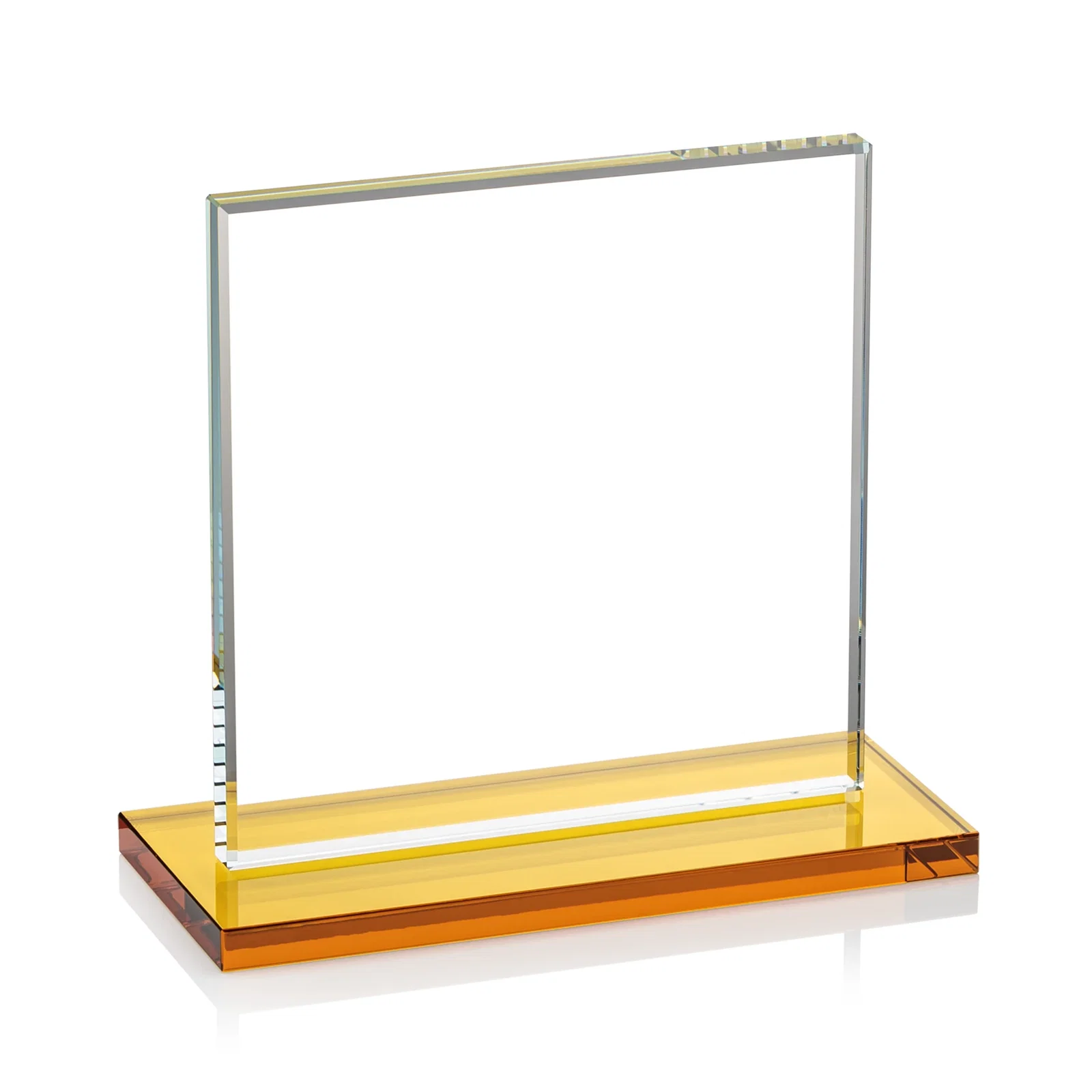 Personalized Starfire Crystal Square Award, Flat Pane on a Colored Flat-Edge Base, awards, with your logo for employee recognition