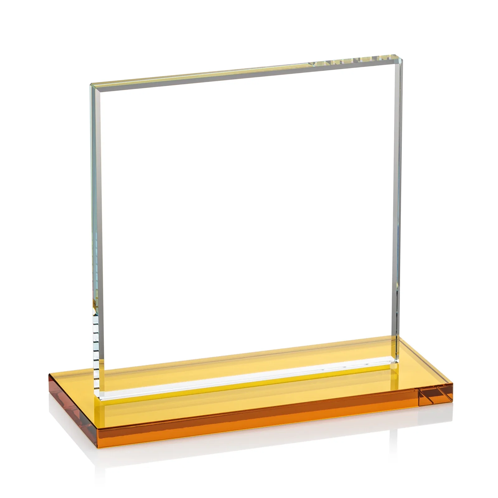 Personalized Starfire Crystal Square Award, Flat Pane on a Colored Flat-Edge Base, awards, with your logo for corporate award ceremonies