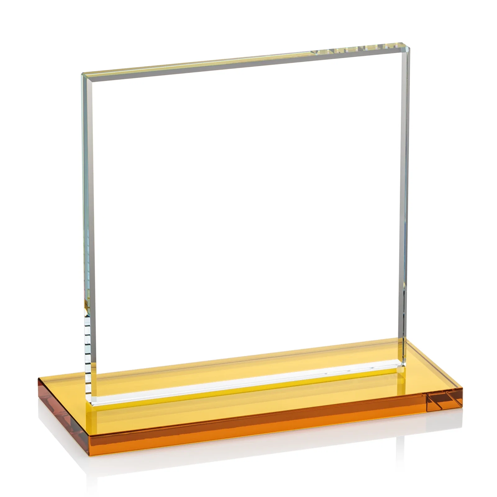 Personalized Starfire Crystal Square Award, Flat Pane on a Colored Flat-Edge Base, awards, with your logo for service anniversary gifts