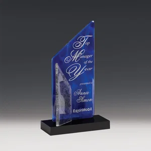 Fused Azure or Green Art Glass Sail Award, Two-Sail Design