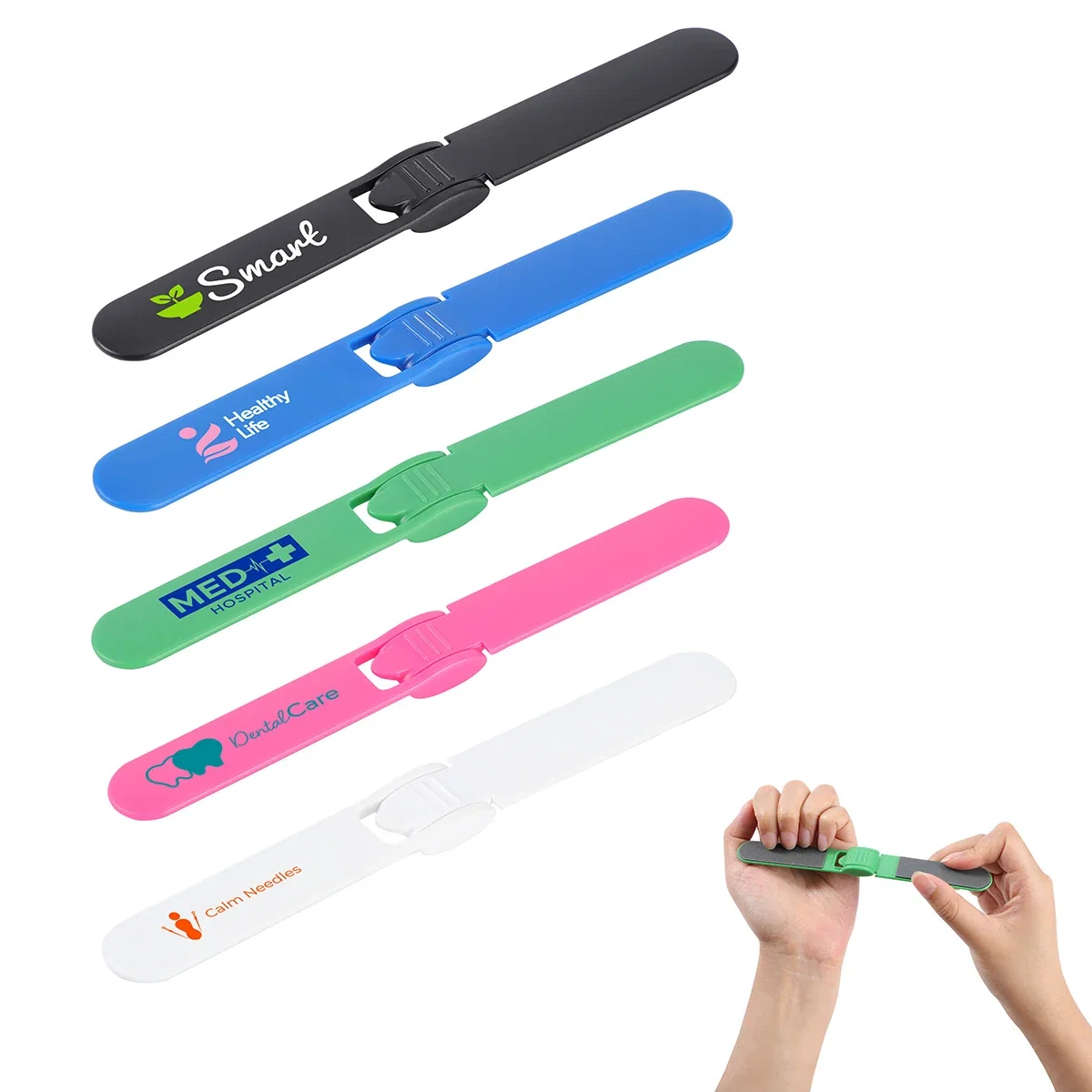 Custom Salon Folding Dual Nail File, front view of the branded nail file