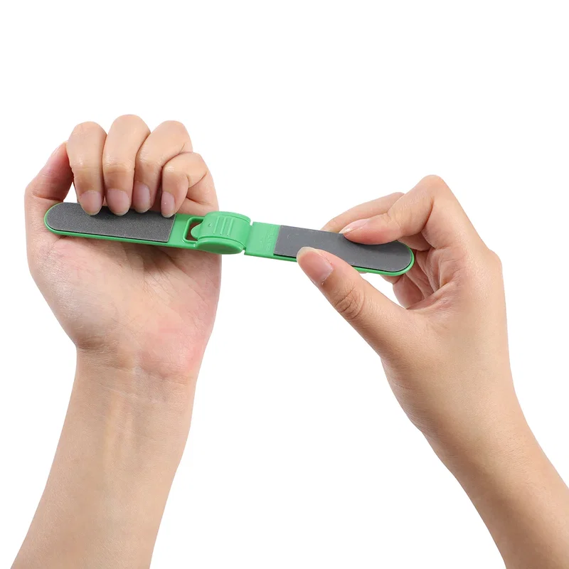 Branded Salon Nail File held in hand, promotional grooming accessory lifestyle shot