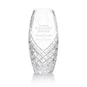 Intricately Cut Lead Crystal Vase