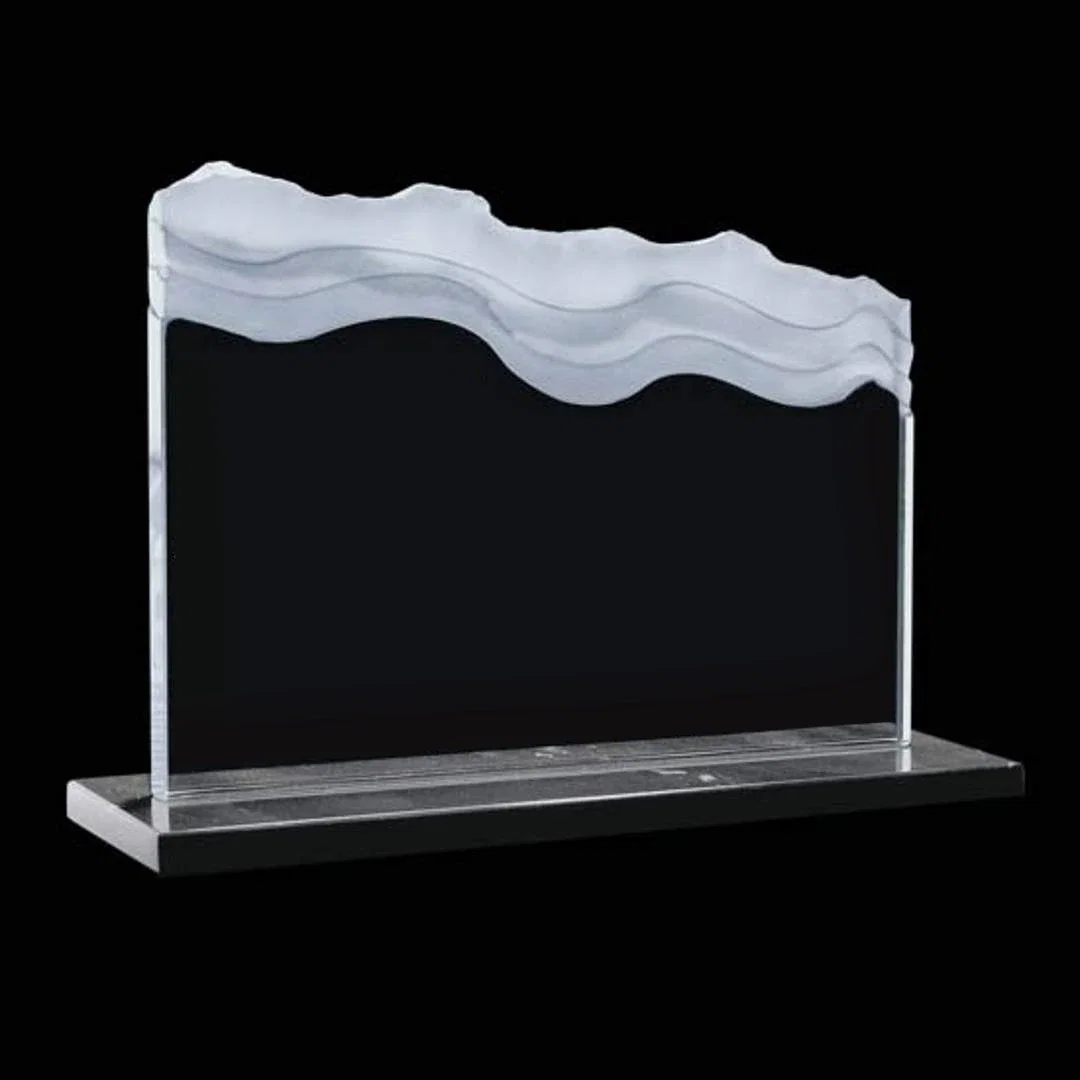Custom Jade Glass Iceberg Award With Stepped Carving Cut Into the Shape for team milestone celebrations