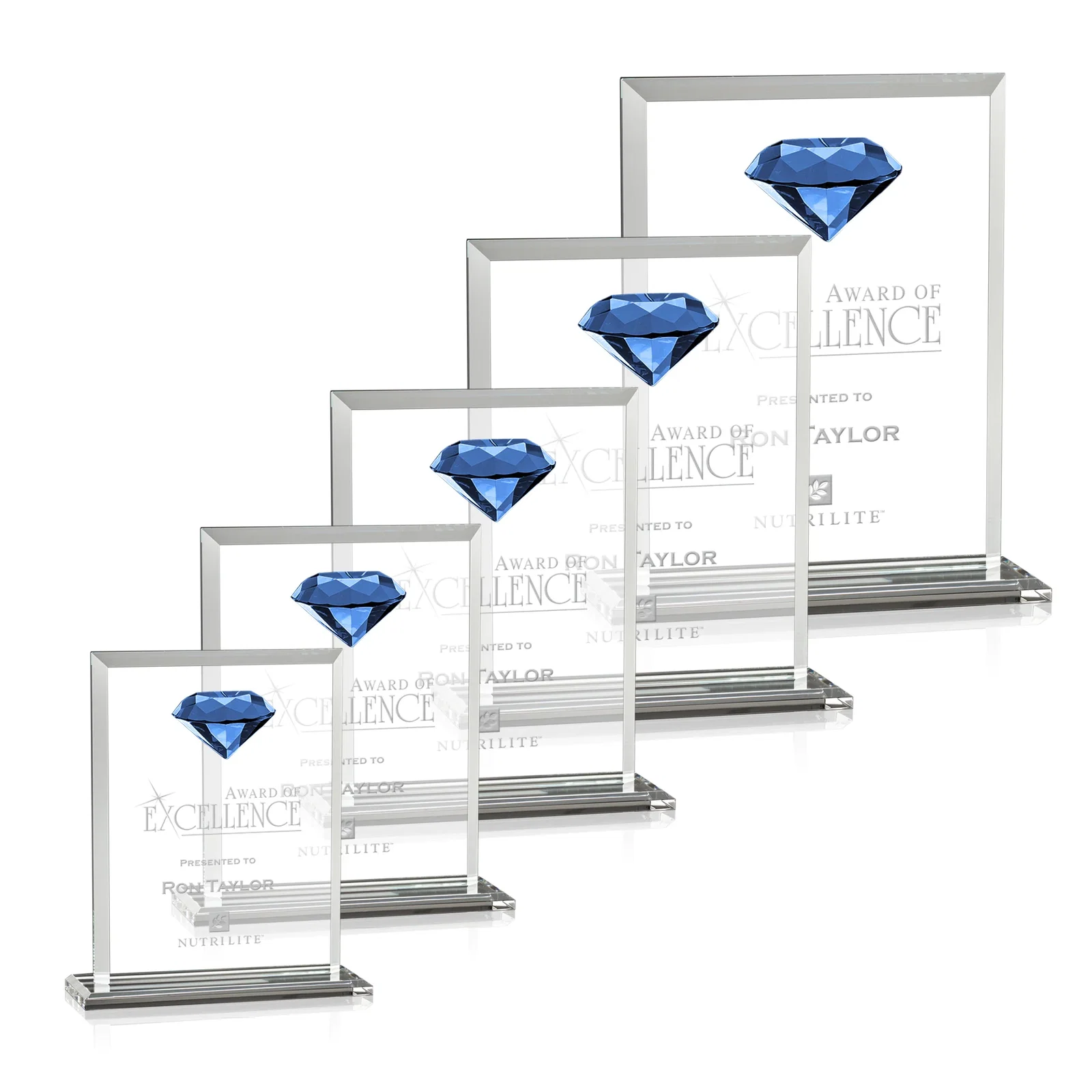 Promotional Beveled Crystal Rectangle with Faceted Gemstone Accent, awards for employee recognition