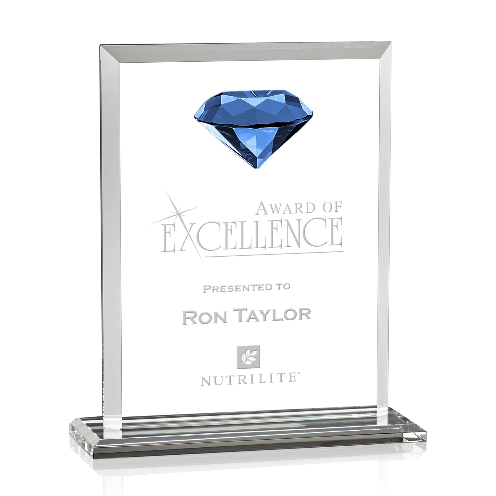 Promotional Beveled Crystal Rectangle with Faceted Gemstone Accent, awards for sales achievement awards