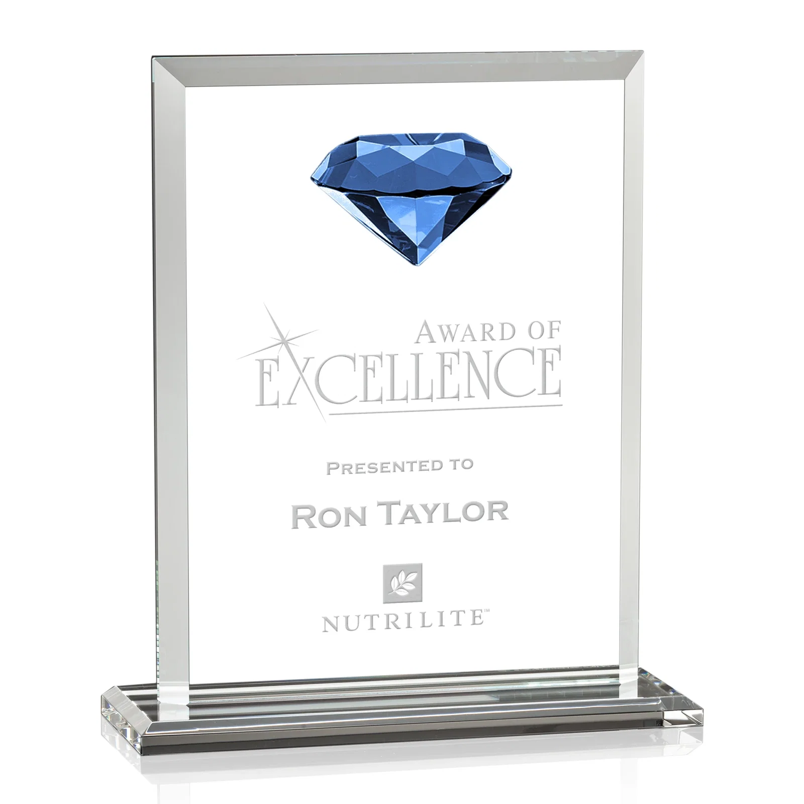 Promotional Beveled Crystal Rectangle with Faceted Gemstone Accent, awards for team milestone celebrations