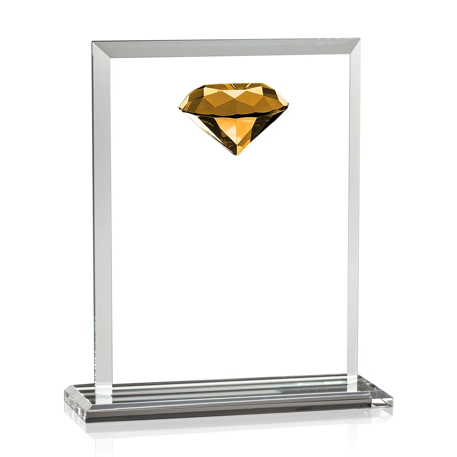 Branded Beveled Crystal Rectangle with Faceted Gemstone Accent, awards for corporate award ceremonies