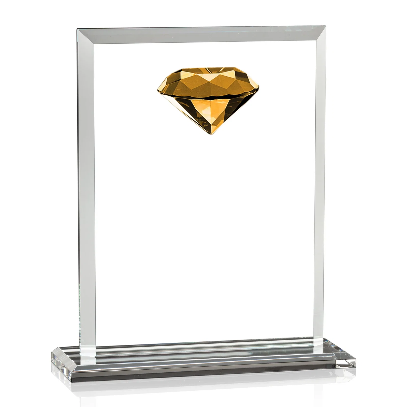 Branded Beveled Crystal Rectangle with Faceted Gemstone Accent, awards for sales achievement awards