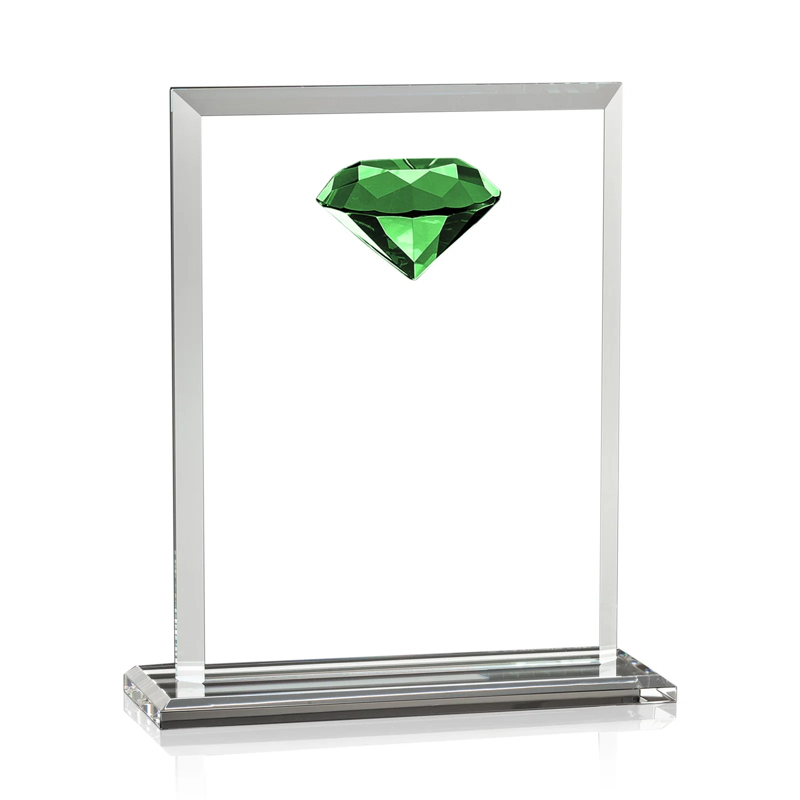 Branded Beveled Crystal Rectangle with Faceted Gemstone Accent, awards for retirement presentations