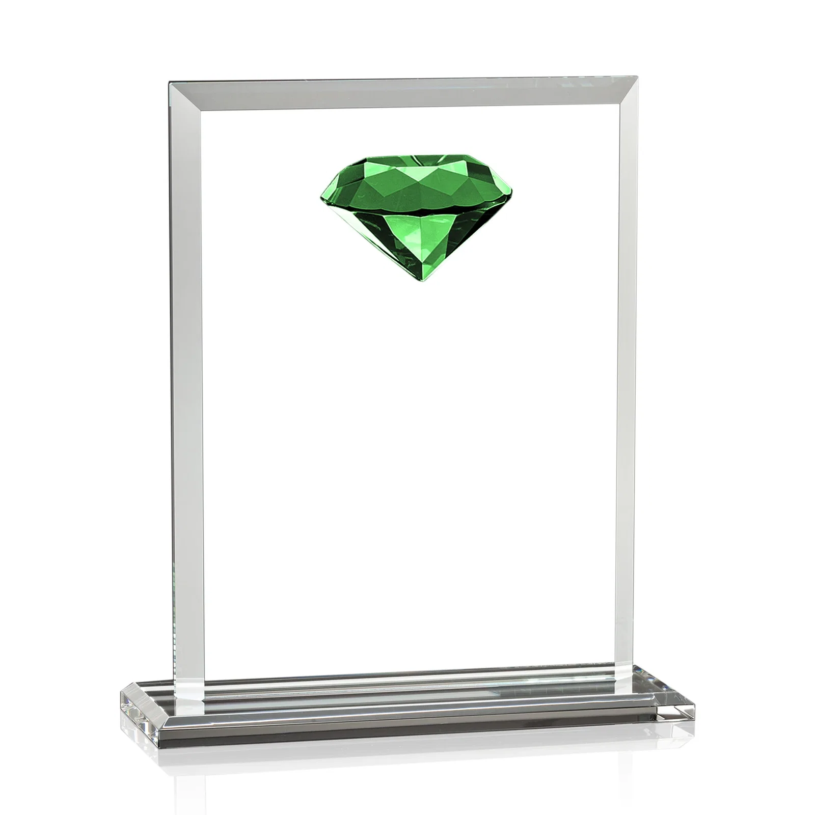 Branded Beveled Crystal Rectangle with Faceted Gemstone Accent, awards for team milestone celebrations