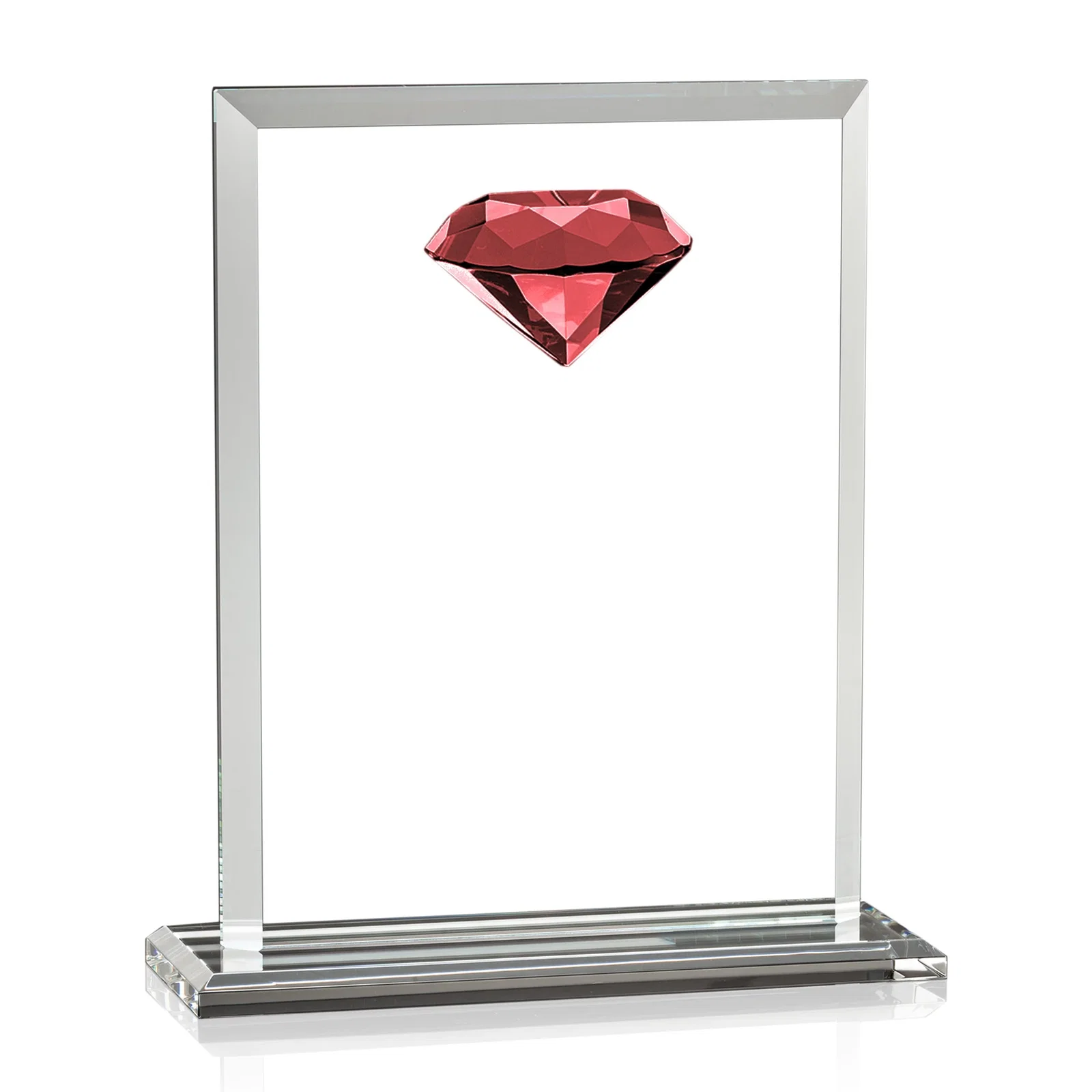 Custom printed Beveled Crystal Rectangle with Faceted Gemstone Accent, awards for employee recognition