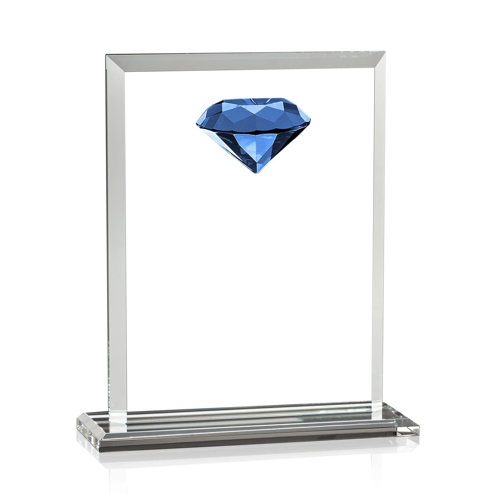 Custom printed Beveled Crystal Rectangle with Faceted Gemstone Accent, awards for service anniversary gifts