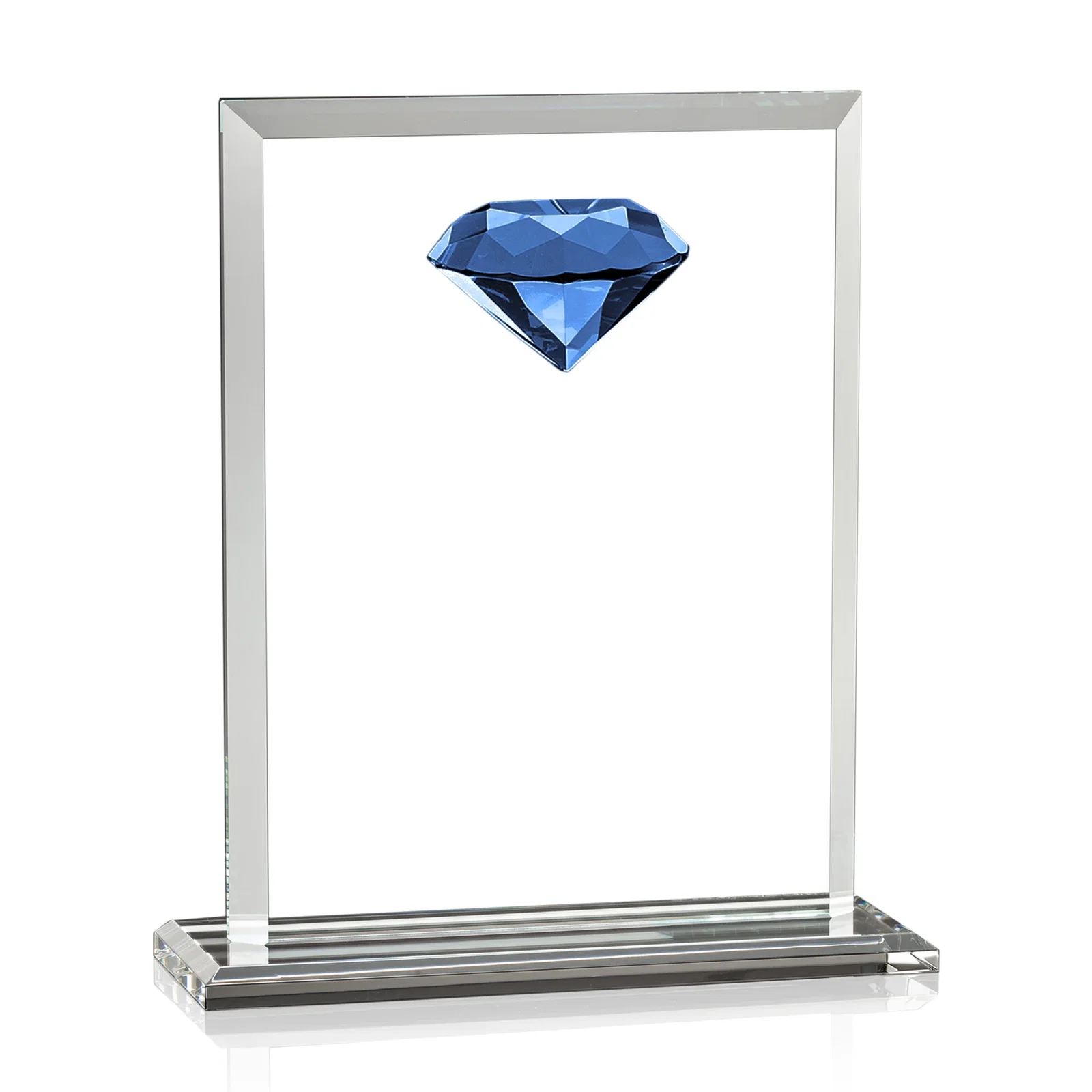 Custom printed Beveled Crystal Rectangle with Faceted Gemstone Accent, awards for retirement presentations