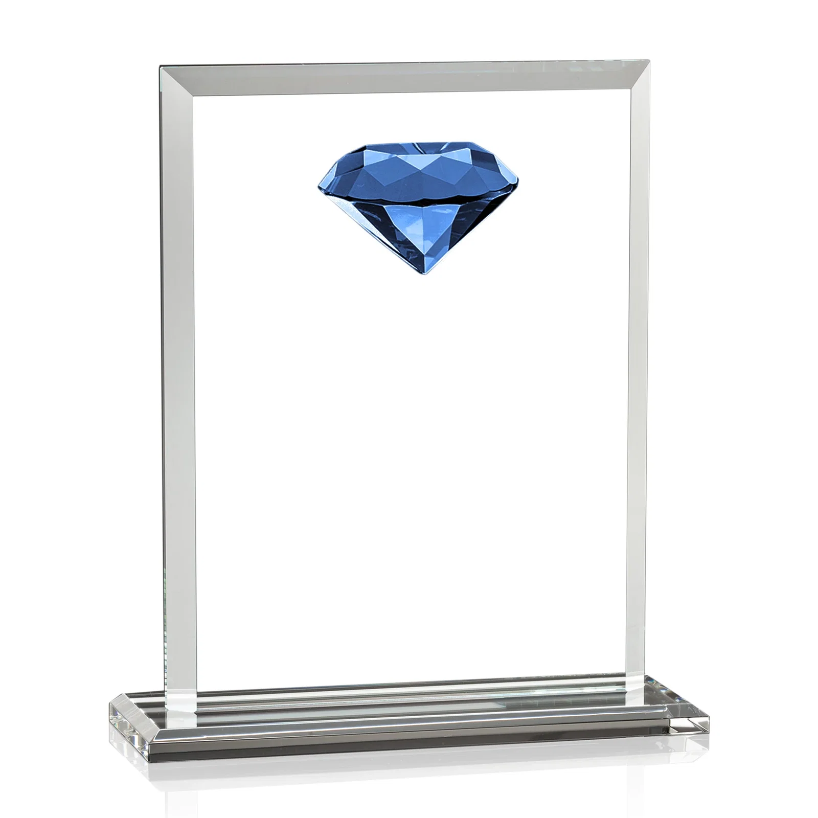 Custom printed Beveled Crystal Rectangle with Faceted Gemstone Accent, awards for team milestone celebrations
