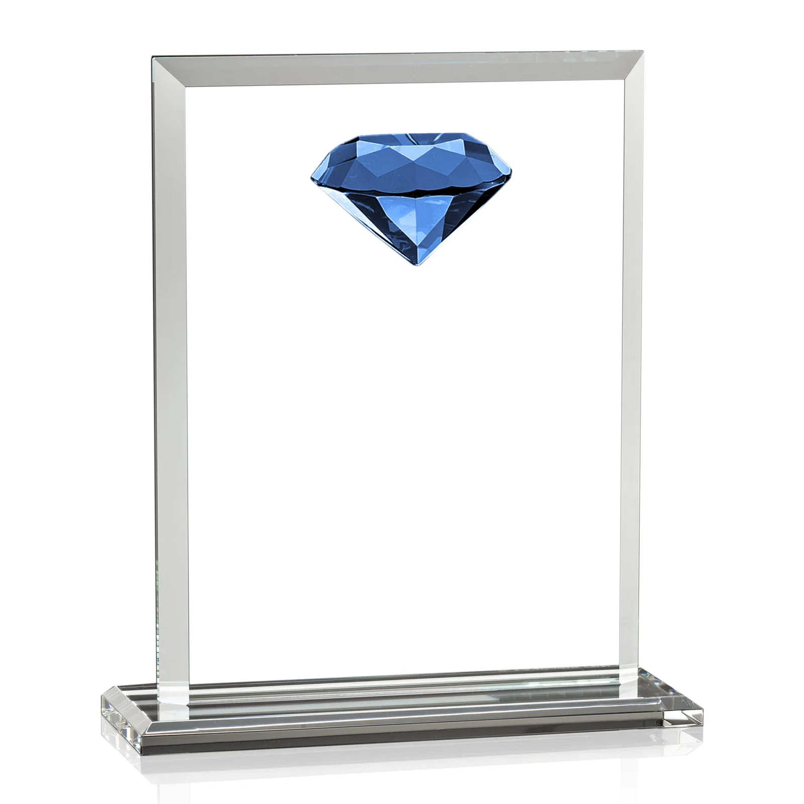 Custom printed Beveled Crystal Rectangle with Faceted Gemstone Accent, awards for donor appreciation