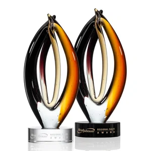 Yellow and Red Glass Twin-Branch Flame Award