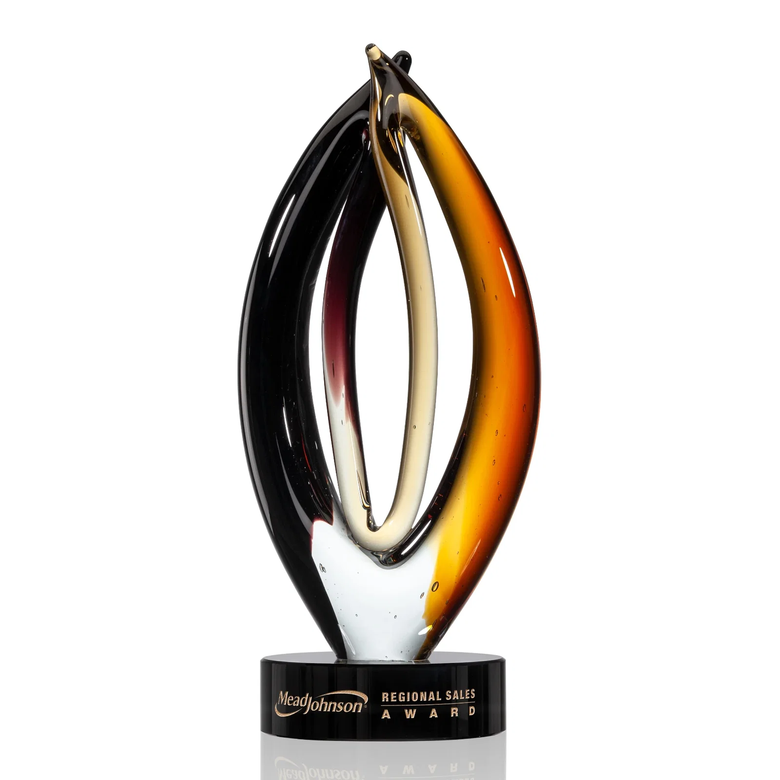 Custom Yellow and Red Glass Twin-Branch Flame Award for service anniversary gifts