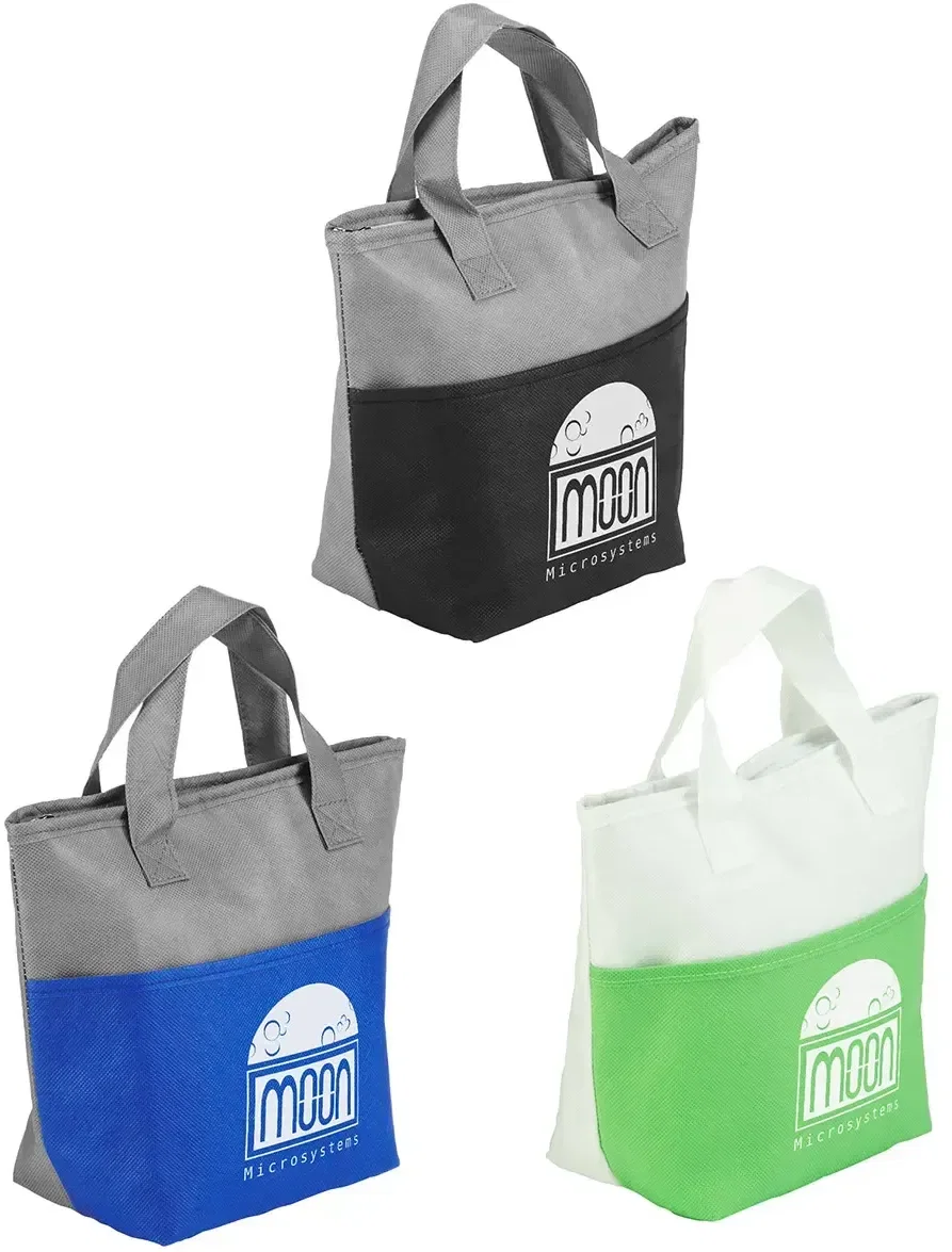 Santa Ana Insulated Snack Tote, custom promotional lunch tote front view with logo