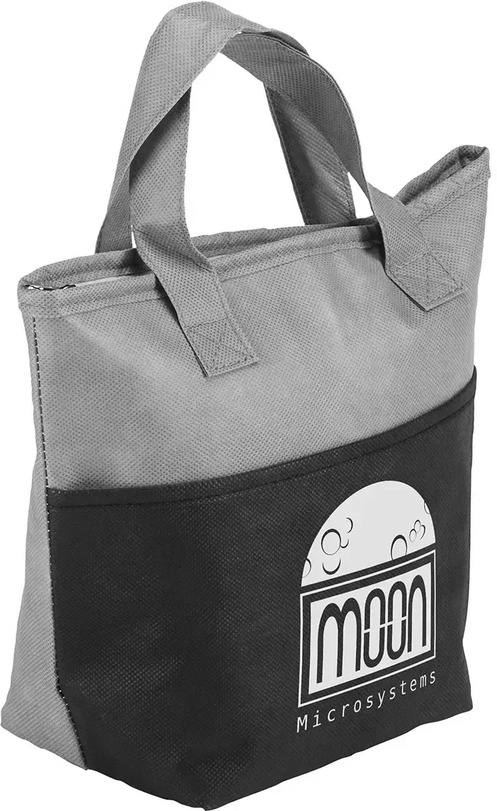 Branded Santa Ana insulated snack tote side profile with carry handles