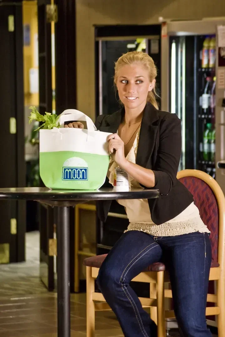 Custom Santa Ana snack tote open top showing insulated cooler lining