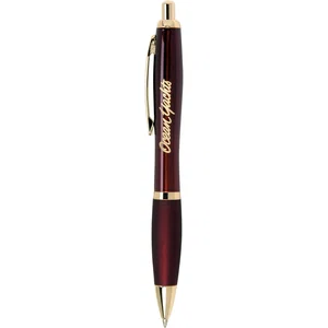 Metal Ballpoint Pen with 24Kt Gold Trim, 5 1/2" L