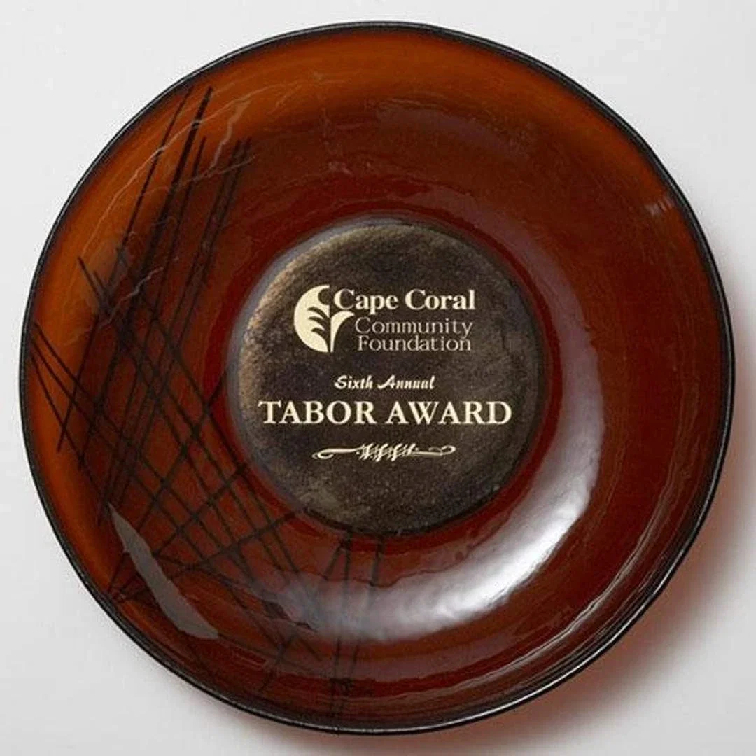 Custom Art Glass Wall Bowl That Reflects Color Onto the Wall for corporate award ceremonies