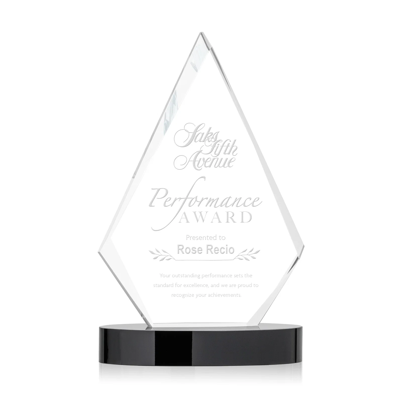 Custom Starfire Crystal Diamond Award on Round Base for service anniversary gifts