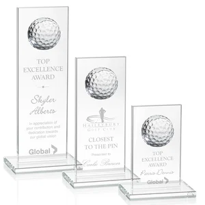 Starfire Crystal Award with Ball on Vertical Upright