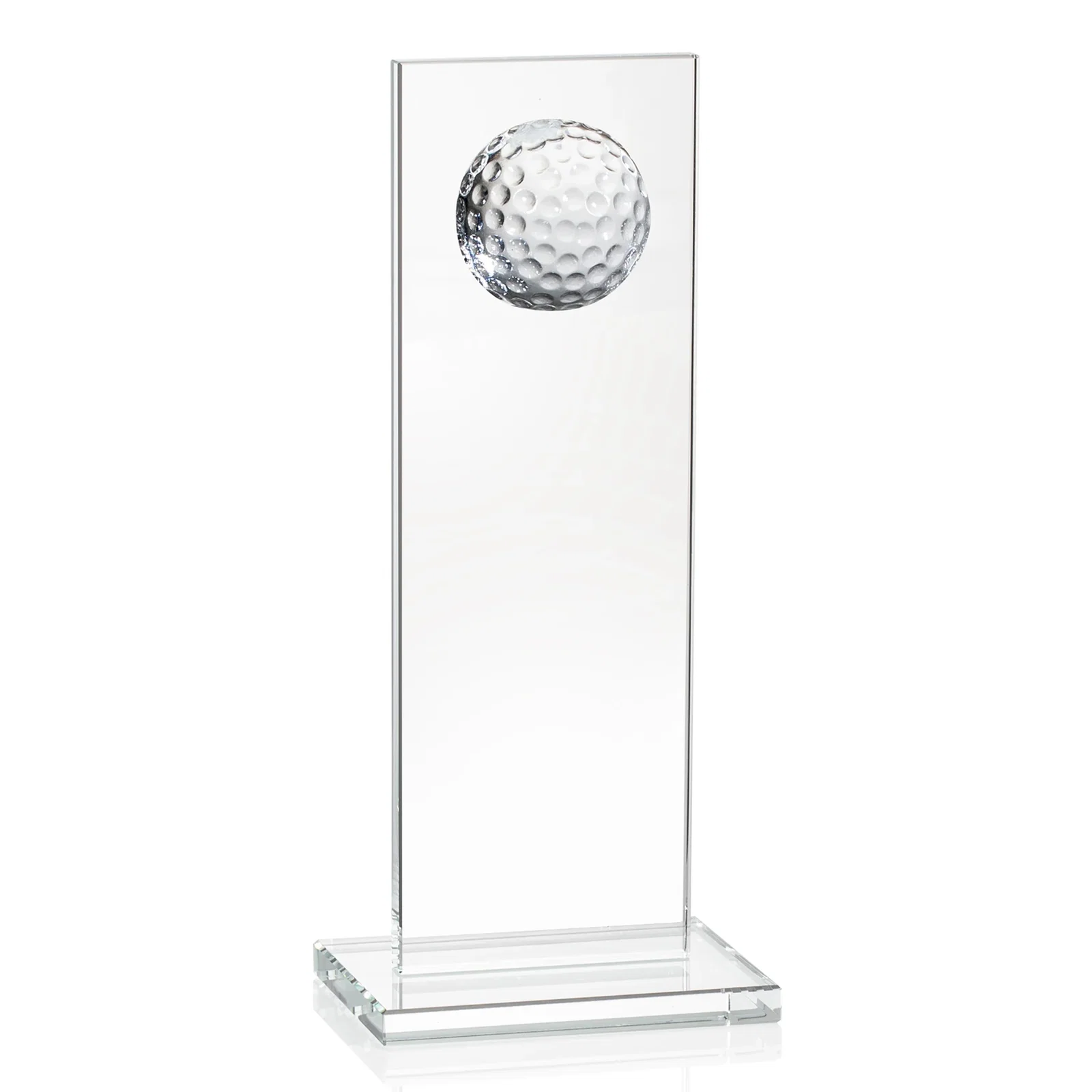 Custom Starfire Crystal Award with Ball on Vertical Upright for dealer and partner awards