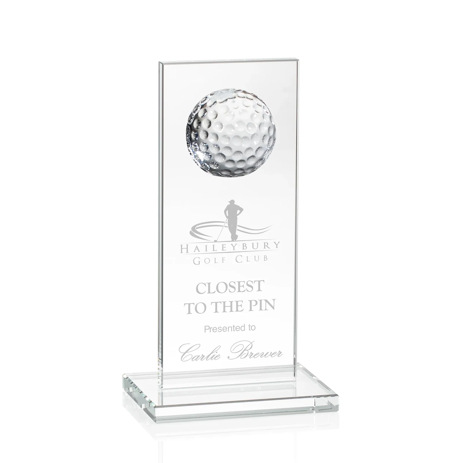 Custom Starfire Crystal Award with Ball on Vertical Upright for service anniversary gifts