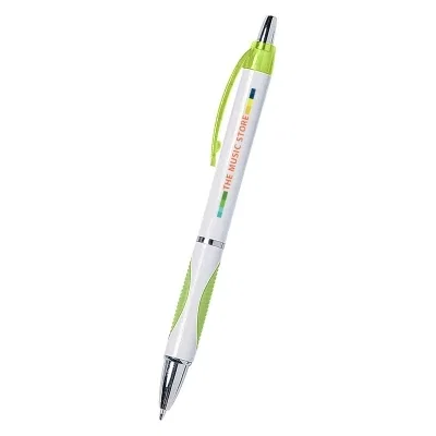 White click pen with a bright colored trim accent