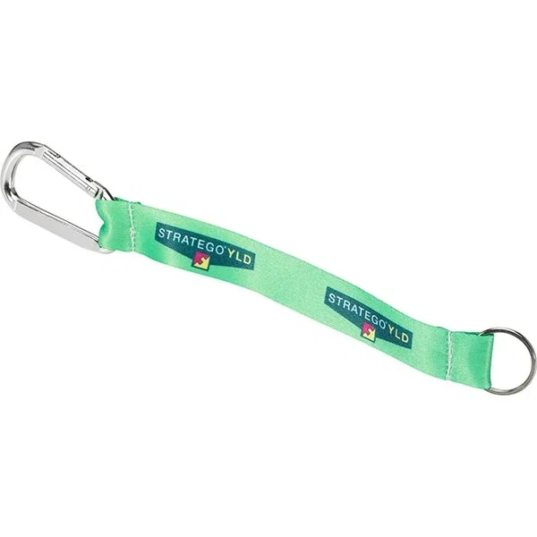 Satin keychain strap with carabiner hook and split key ring, sublimated