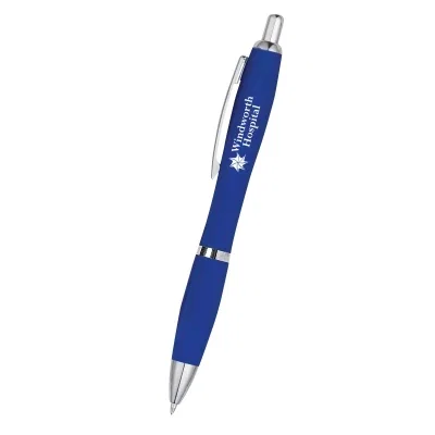 Orange pen laid flat with the tip retracted