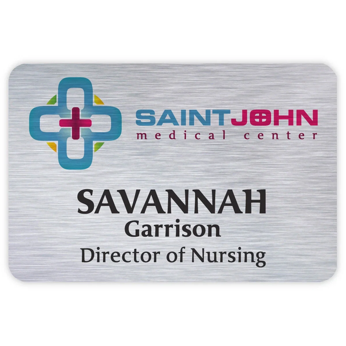 Savannah Custom Metal Name Badge (Custom sized between 6 and 9 sq. in.)