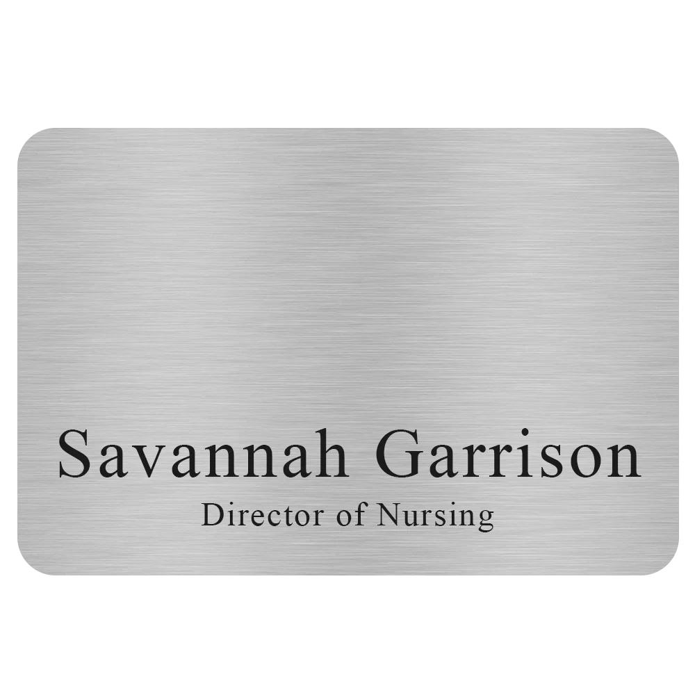Savannah Custom Metal Name Badge (Custom sized between 6 and 9 sq. in.) — view 2