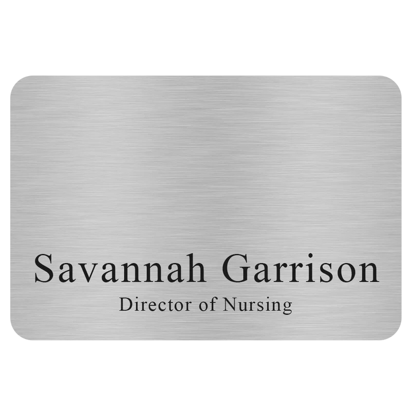Savannah Custom Metal Name Badge (Custom sized between 6 and 9 sq. in.) — view 2