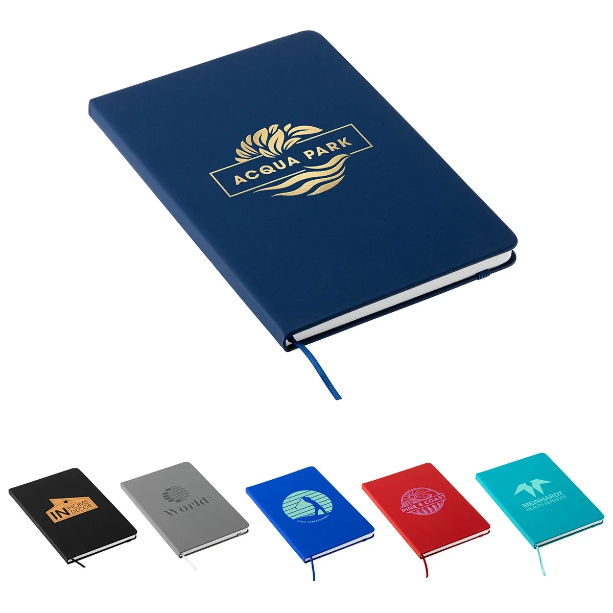 Custom Savvy Recycled Journal, front view of the branded notebook cover