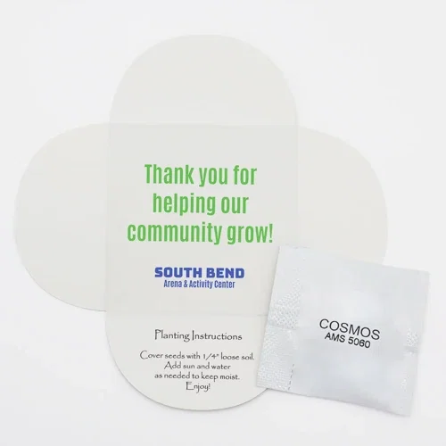 Full-color printed interior of Say-It-With-Seeds promotional flower seed envelope