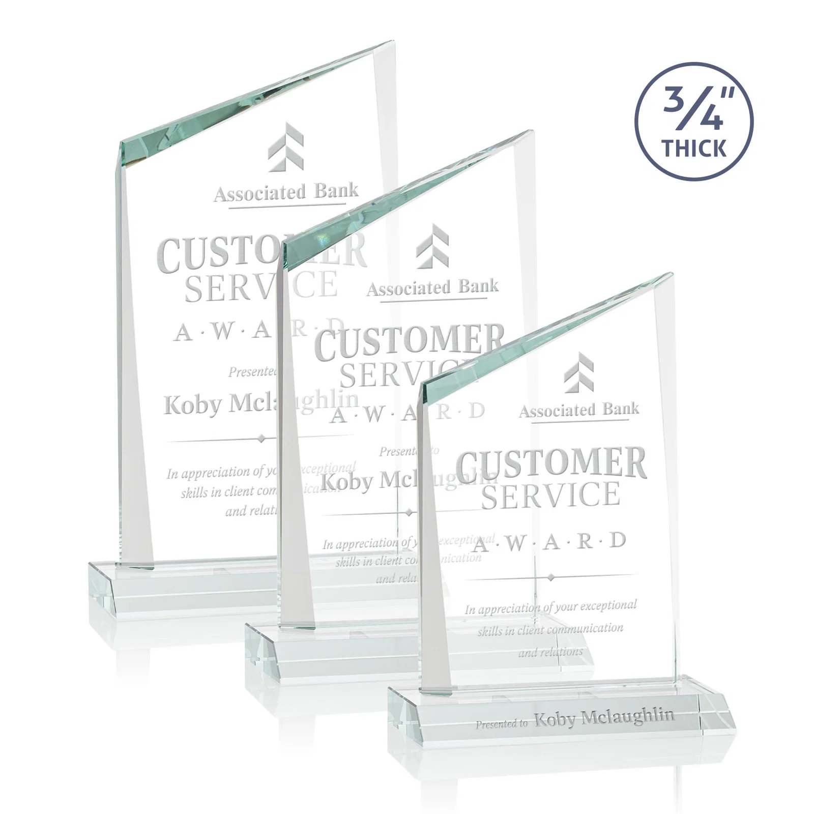Custom Starfire Crystal Peak Award on Front-Mitered Color Base, awards for employee recognition